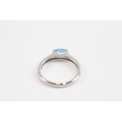 112 - 9ct White Gold Square Cut Topaz Set Solitaire Ring (2.9g) Size  O