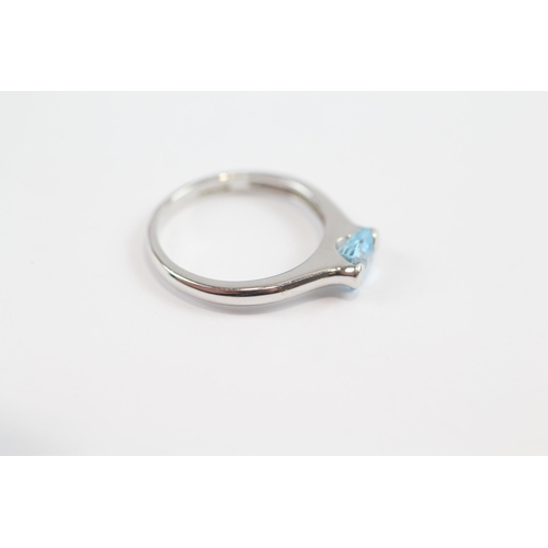 112 - 9ct White Gold Square Cut Topaz Set Solitaire Ring (2.9g) Size  O