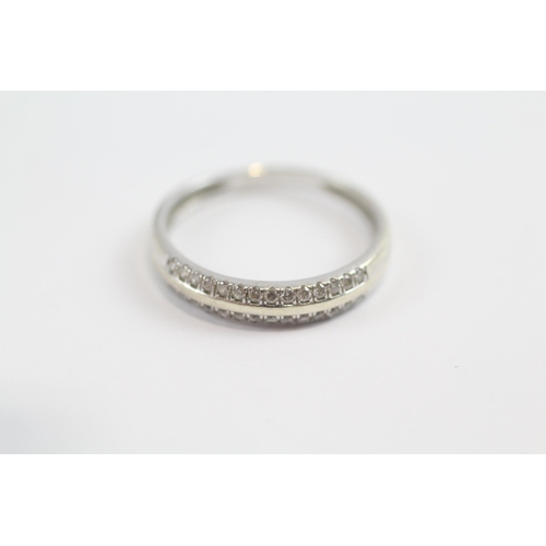 113 - 9ct White Gold Double Row Diamond Half Hoop Eternity Ring (2.2g) Size  Q