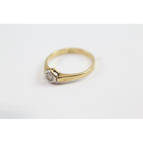 114 - 18ct Gold Antique Illusion Set Diamond Solitaire Ring (1.7g) Size  I