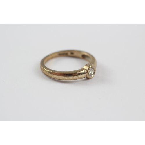 126 - 9ct Gold Vintage Swiss Set Diamond Solitaire Ring (2.2g) Size  L