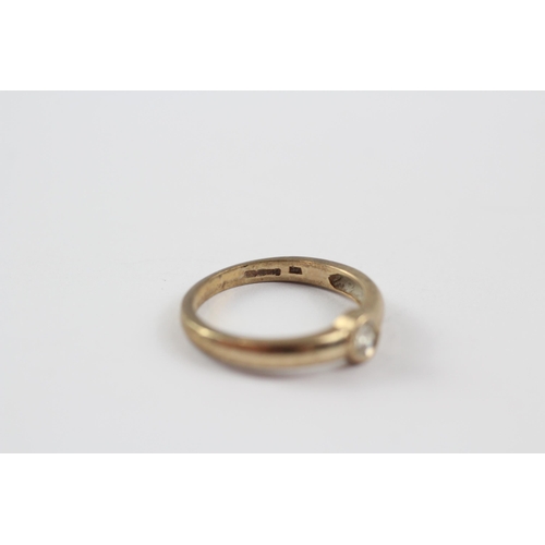 126 - 9ct Gold Vintage Swiss Set Diamond Solitaire Ring (2.2g) Size  L