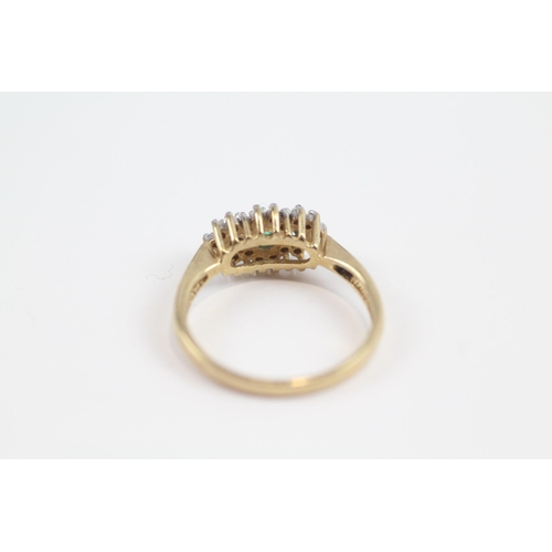 135 - 9ct Gold Diamond & Emerald Dress Ring (2.8g) Size  Q