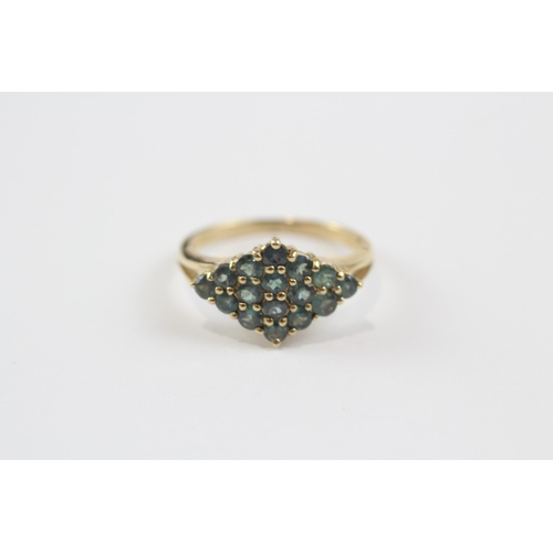 141 - 9ct Gold Blue Gemstone Cluster Ring (2.5g) Size  N
