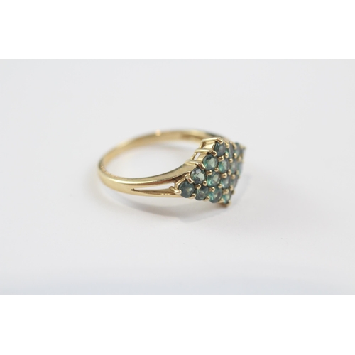141 - 9ct Gold Blue Gemstone Cluster Ring (2.5g) Size  N