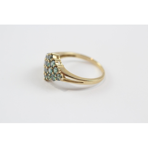 141 - 9ct Gold Blue Gemstone Cluster Ring (2.5g) Size  N