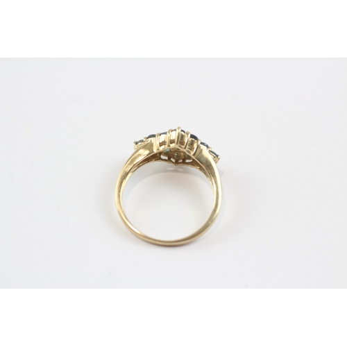 141 - 9ct Gold Blue Gemstone Cluster Ring (2.5g) Size  N