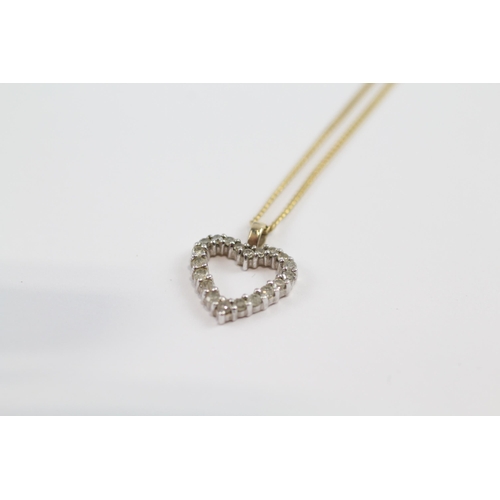 145 - 9ct Gold Diamond Heart Pendant Necklace (2g)