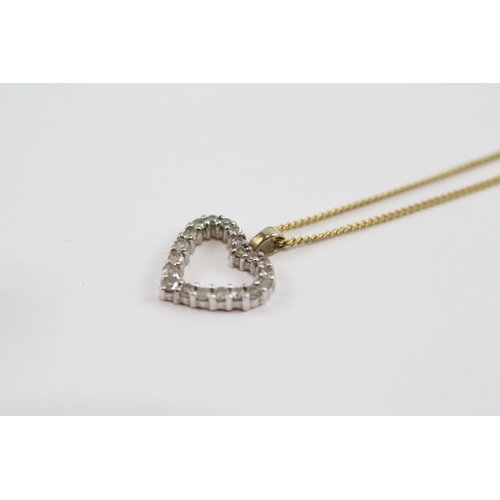 145 - 9ct Gold Diamond Heart Pendant Necklace (2g)