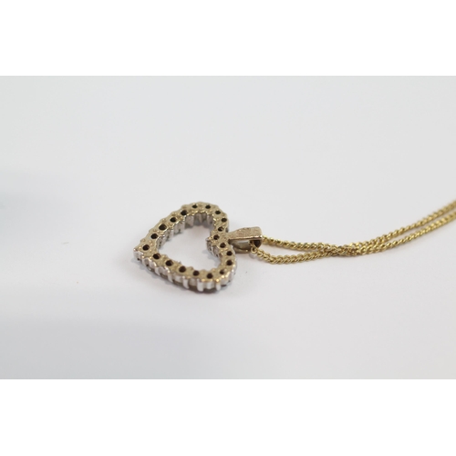 145 - 9ct Gold Diamond Heart Pendant Necklace (2g)