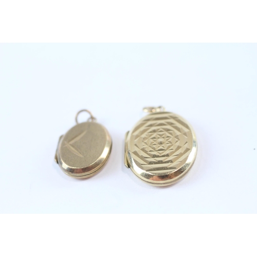 146 - 2 X 9ct Gold Back And Front Modernist Engraved Lockets (6.4g)