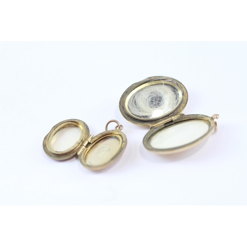 146 - 2 X 9ct Gold Back And Front Modernist Engraved Lockets (6.4g)