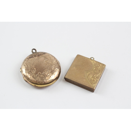 147 - 2 X 9ct Gold Back And Front Vintage Engraved Lockets (8.8G)