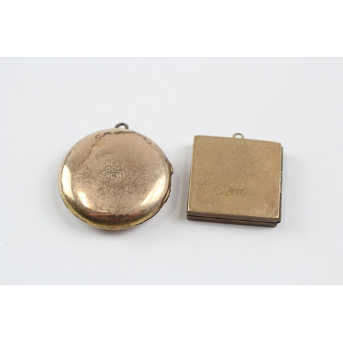 147 - 2 X 9ct Gold Back And Front Vintage Engraved Lockets (8.8G)