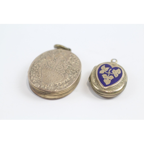 148 - 2 X 9ct Gold Back And Front Antique Ornately Engraved Lockets (12.7g)