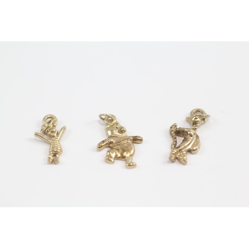 150 - 3 X 9ct Gold Vintage Winnie-The-Pooh, Piglet, And Tigger Disney Charms (2g)