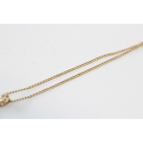 153 - 9ct Gold Diamond & Ruby Pendant Necklace (2.1g)