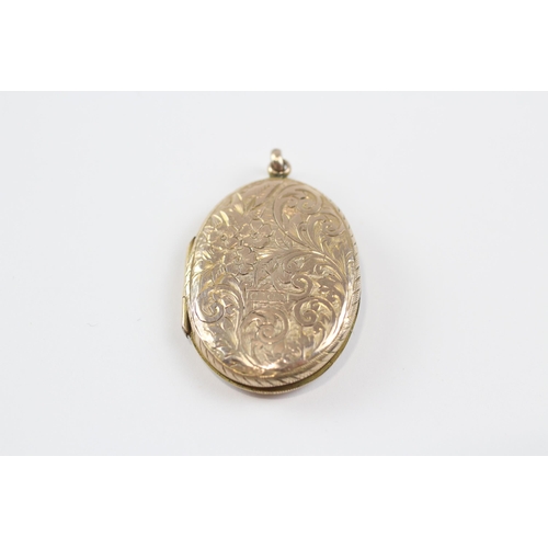 161 - 9ct Rose Gold Back And Front Antique Foliate And Heart Engraved Locket (4.7g)