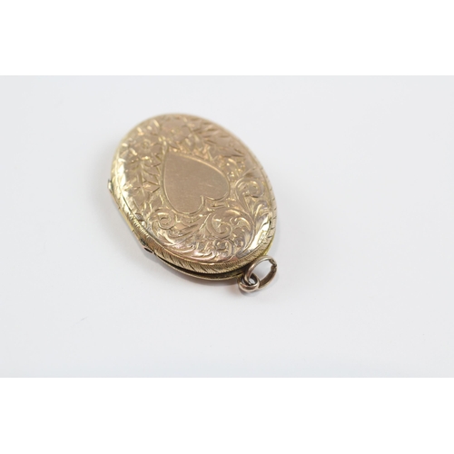 161 - 9ct Rose Gold Back And Front Antique Foliate And Heart Engraved Locket (4.7g)