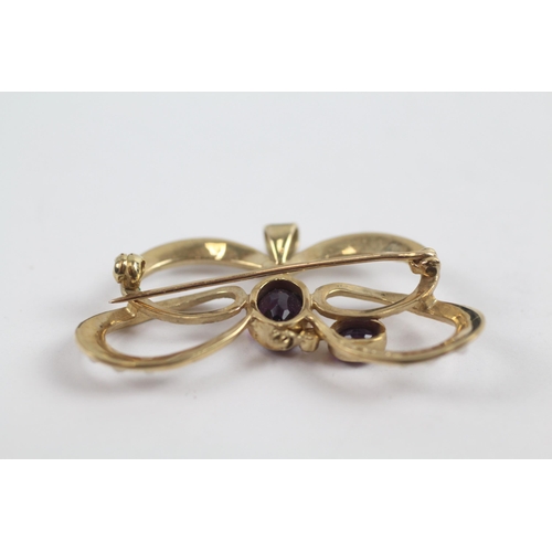 162 - 9ct Gold Vintage Amethyst And Seed Pearl Set Pendant/Brooch (4.1g)