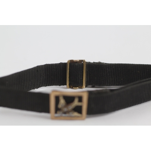 167 - 9ct Gold Victorian Seed Pearl Set Swallow Slider Pendant And Clasp On A Grossgrain Bracelet (2.6g)