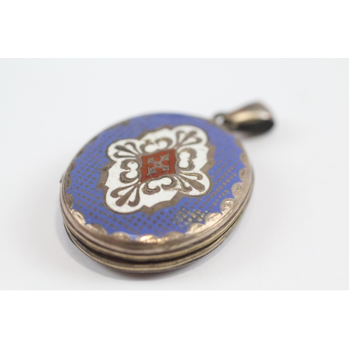 168 - 9ct Gold Back And Front Antique Enamelled Locket - As Seen (11.2g)