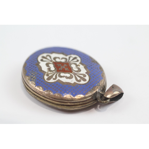 168 - 9ct Gold Back And Front Antique Enamelled Locket - As Seen (11.2g)