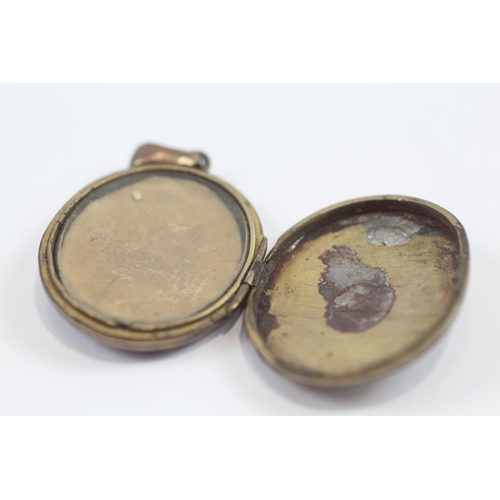 168 - 9ct Gold Back And Front Antique Enamelled Locket - As Seen (11.2g)