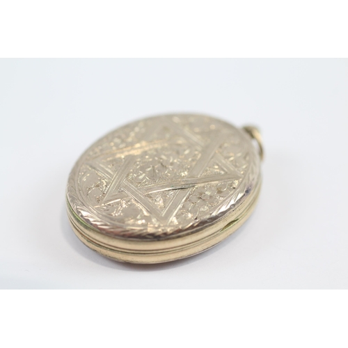 169 - 9ct Gold Back And Front Antique Highly Engraved Star Of David Locket (9.6g)