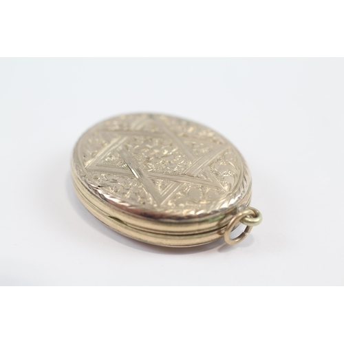 169 - 9ct Gold Back And Front Antique Highly Engraved Star Of David Locket (9.6g)