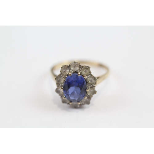 17 - 9ct Gold Synthetic Sapphire & Spinel Oval Cluster Ring (3.5g) Size  O