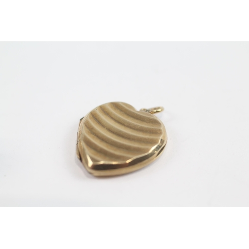 171 - 2 X 9ct Gold Back And Front Modernist Engraved Lockets (6.2g)