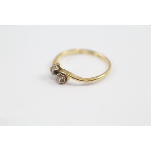 173 - 18ct Gold Diamond Two Stone Ring (1.5g) Size  L