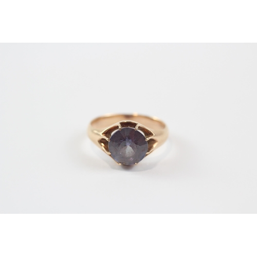 176 - 15ct Rose Gold Antique Synthetic Colour Change Sapphire Set Ring (3.9g) Size  O