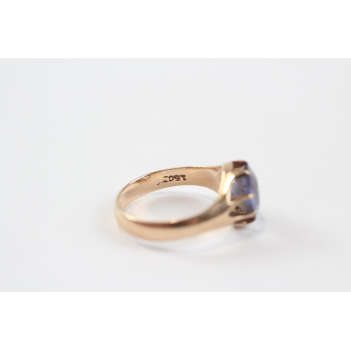 176 - 15ct Rose Gold Antique Synthetic Colour Change Sapphire Set Ring (3.9g) Size  O