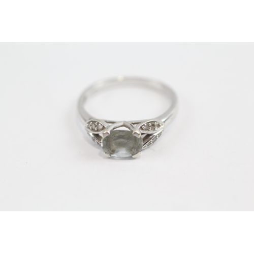 177 - 9ct White Gold Aquamarine And Diamond Set Dress Ring (2.5g) Size  O 1/2