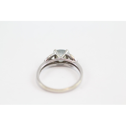 177 - 9ct White Gold Aquamarine And Diamond Set Dress Ring (2.5g) Size  O 1/2