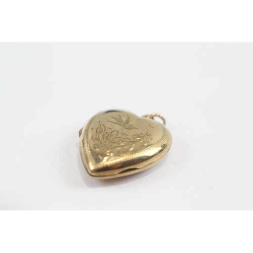 179 - 9ct Gold Back And Front Antique Aesthetic Movement Swallow Locket (3.8g)