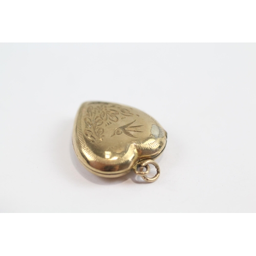 179 - 9ct Gold Back And Front Antique Aesthetic Movement Swallow Locket (3.8g)