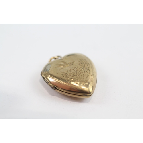 179 - 9ct Gold Back And Front Antique Aesthetic Movement Swallow Locket (3.8g)