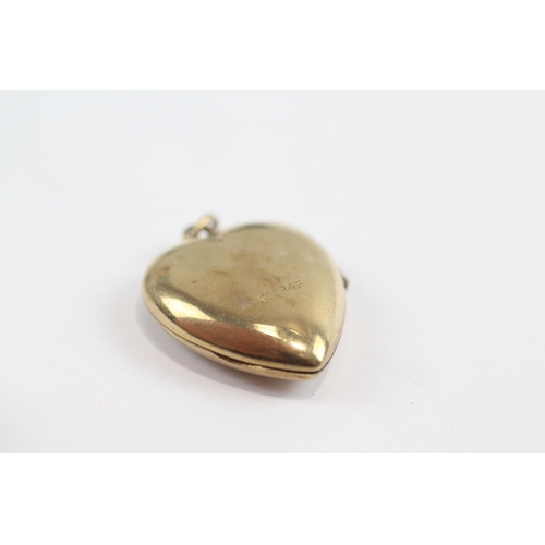 179 - 9ct Gold Back And Front Antique Aesthetic Movement Swallow Locket (3.8g)