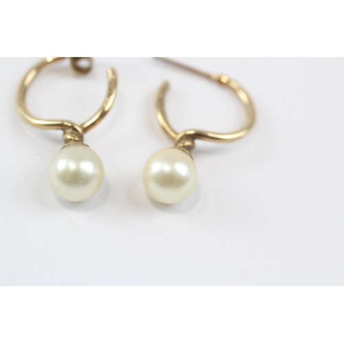 23 - 9ct Gold Cultured Pearl Drop Earrings (3.7g)