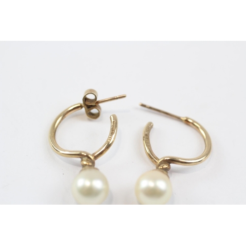 23 - 9ct Gold Cultured Pearl Drop Earrings (3.7g)