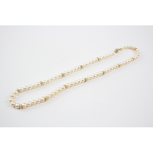 242 - 9ct Gold Cultured Pearl Single Strand Necklace (18.9g)