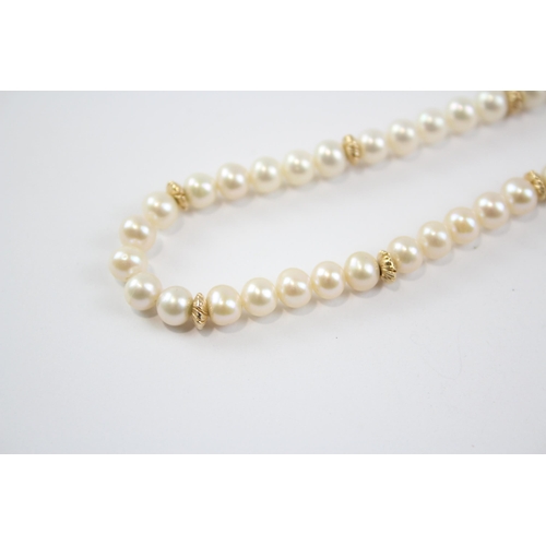 242 - 9ct Gold Cultured Pearl Single Strand Necklace (18.9g)