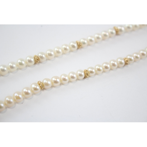 242 - 9ct Gold Cultured Pearl Single Strand Necklace (18.9g)