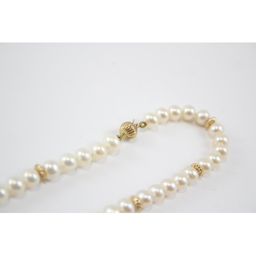 242 - 9ct Gold Cultured Pearl Single Strand Necklace (18.9g)