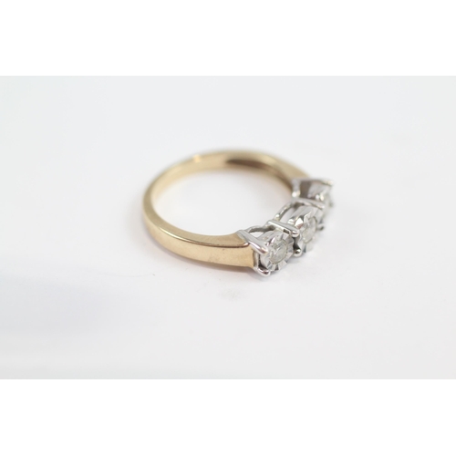 32 - 9ct Gold Diamond Three Stone Ring (2.4g) Size  K 1/2
