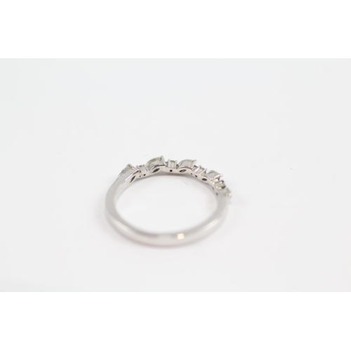40 - 9ct White Gold Marquise And Round Cut moissanite Set Half Hoop Eternity Ring (2.1g) Size  N