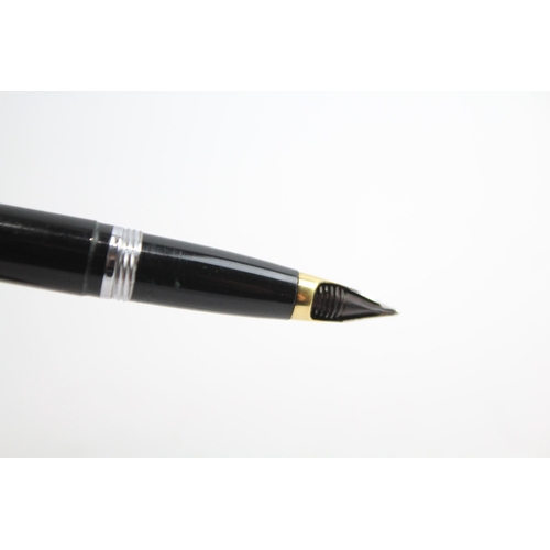 478 - Vintage SHEAFFER Snorkel Black FOUNTAIN PEN w/ Gold Plate & Steel Nib WRITING